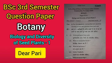 MDU BSc Sem 3 Botany Question Paper | Biology and Diversity of Seed Plants @Dear_Pari