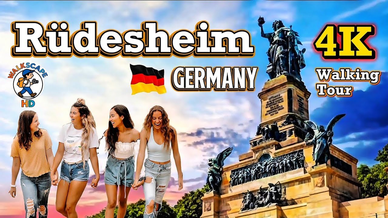 Rüdesheim am Rhein 🇩🇪 4K Walking Tour | Drosselgasse, Rhine Promenade & Niederwald (No Music)