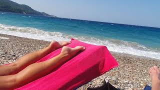 Kokkari long beach landscape september 2020