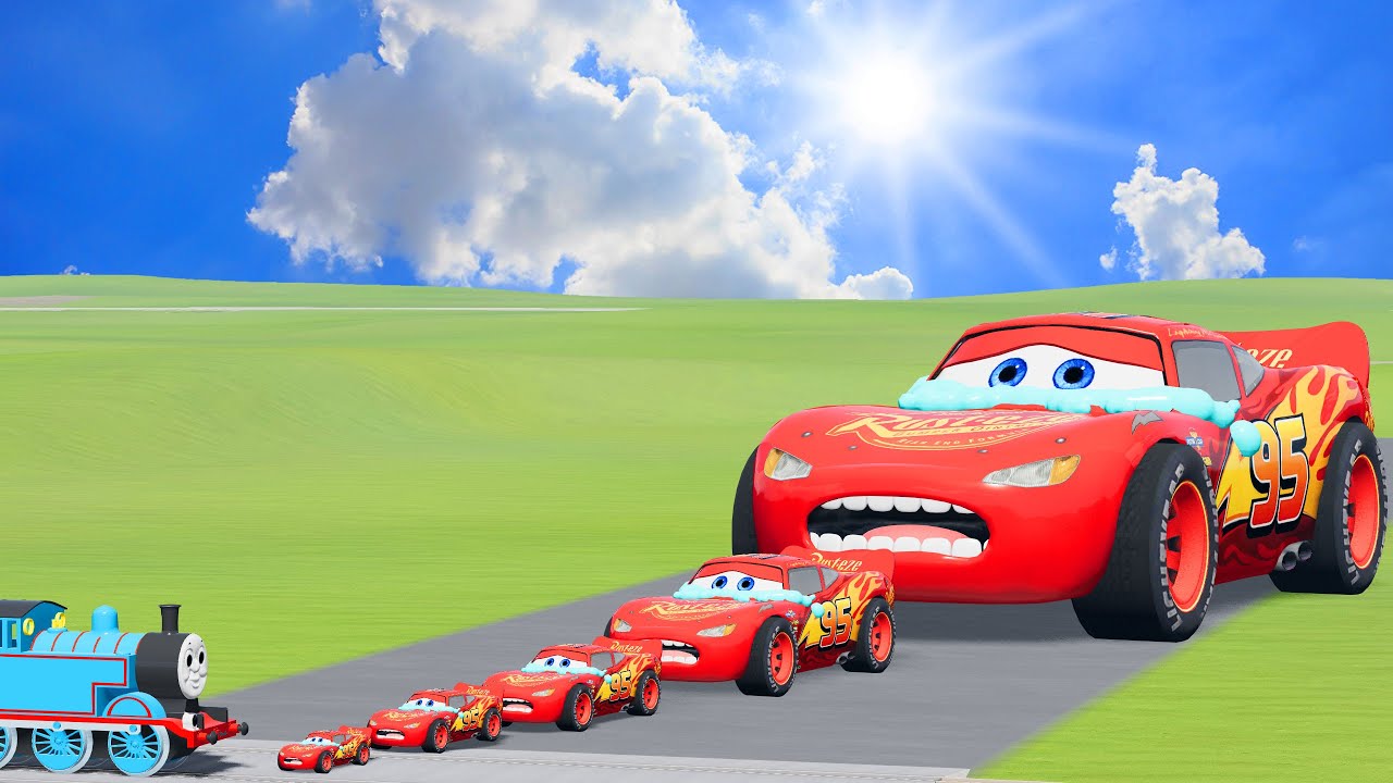 Big & Small McQueen Sad VS Thomas Train | BeamNG.Drive