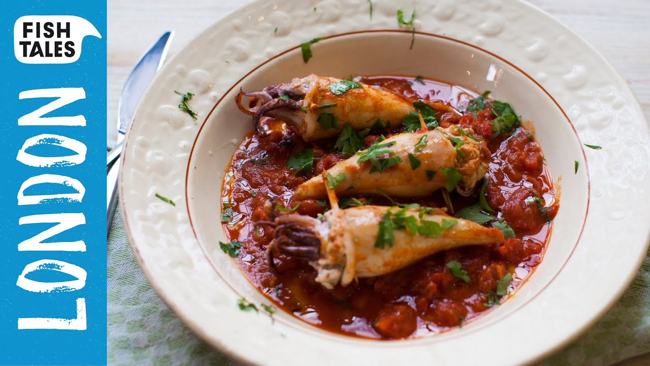 SQUID Stuffed With ANCHOVY & PRAWNS | Bart van Olphen & Romina Chiappa