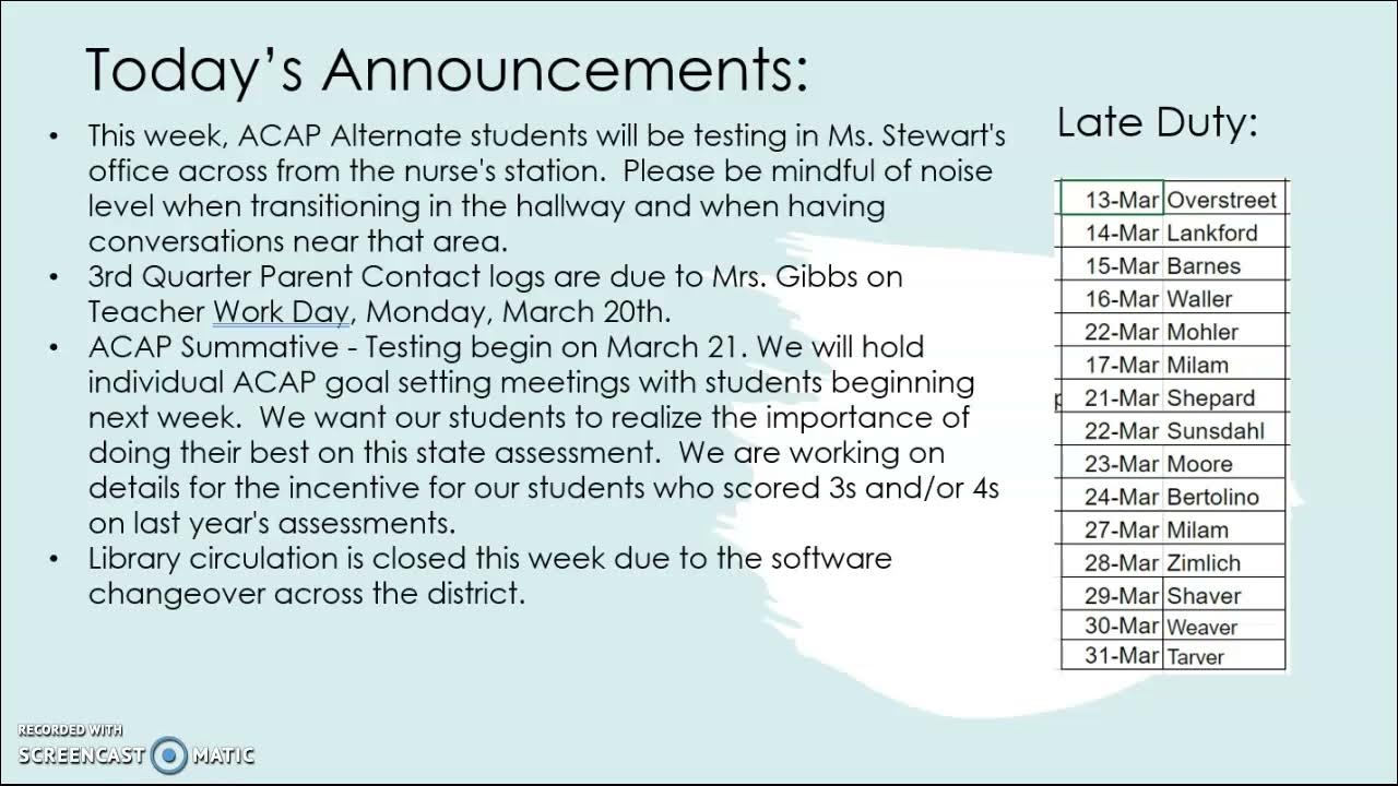 3/17/23 KSE Announcements YouTube