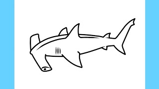 How to draw a Hammerhead Shark step by step \/ drawing hammer head shark easy