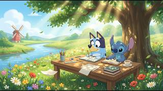 Bluey & Stitch Summer Meadow Study 🌿 Chill Lofi Beats for Classroom & Work ✨ Soft Morning Vibes