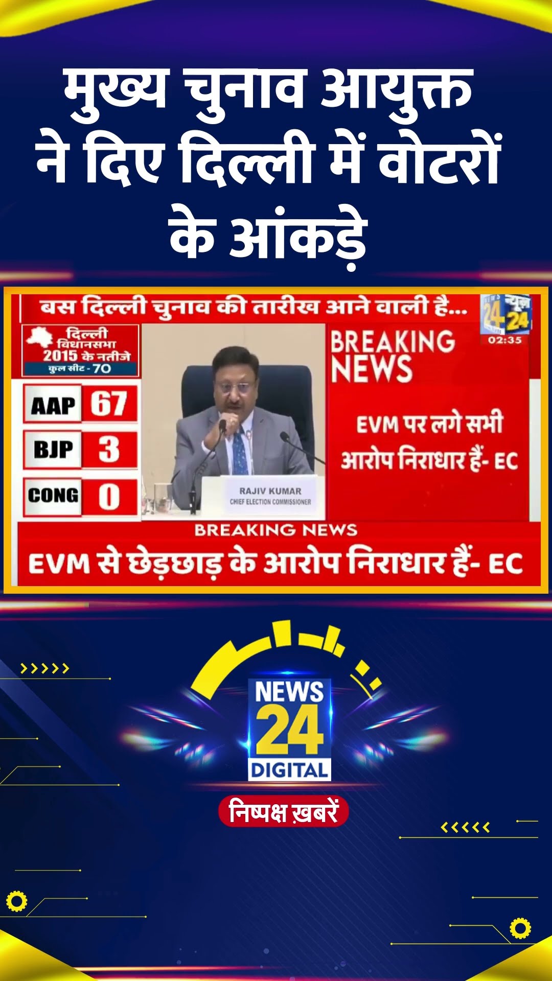 Election Commission के Chief Rajiv Kumar ने दिए दिल्ली में वोटरों के आंकड़े