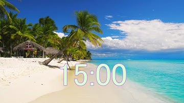 15-Minute Countdown Timer Beach-Themed: Waves Sounds for Relaxation