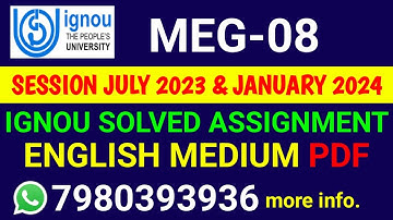 MEG 8 Solved Assignment 2023-24 English, MEG 8 Solved Assignment 23-24, MEG-08 Assignment
