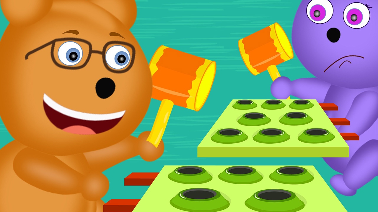 Mega Gummy Bear game catch the cat Funny story Finger Family Nursery