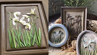 Making Botanical Plaster Casts in Frames/Full Process/ How to Make Bas-Relief Botanical Casting Art