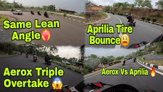 Aerox 155 vs Aprilia 160 Bypass Race🔥 Aprilia Tire Bounce😫 Aerox Triple Overtake 😱 Same Lean Angle🔥