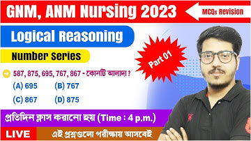 GNM, ANM 2023 Logical Reasoning Class Part 01 || Number Series || With Free PDF @tbr_academy