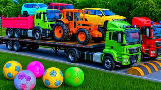 Flatbed Truck McQueen Transportation with Truck Pothole vs Car #57 BeamNG Drive