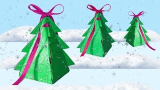 DIY crafts - how to make christmas box  tree / DIY project - paper craft ideas / DIY beauty and easy