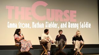 Emma Stone, Nathan Fielder, and Benny Safdie talking about The Curse. Los Angeles, CA Nov. 16, 2023
