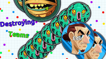 Agar.io - Destroying Teams & Teaming with Random Peoples!