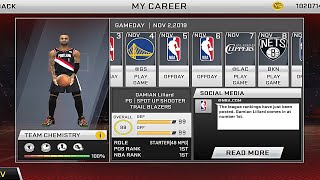 NBA 2K20 Mobile My Career - Damian Lillard 99 Attributes 44 Gold Badges