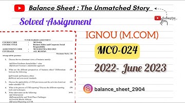 #Solved Assignment🔥 #ignou #mcom #MCO-024