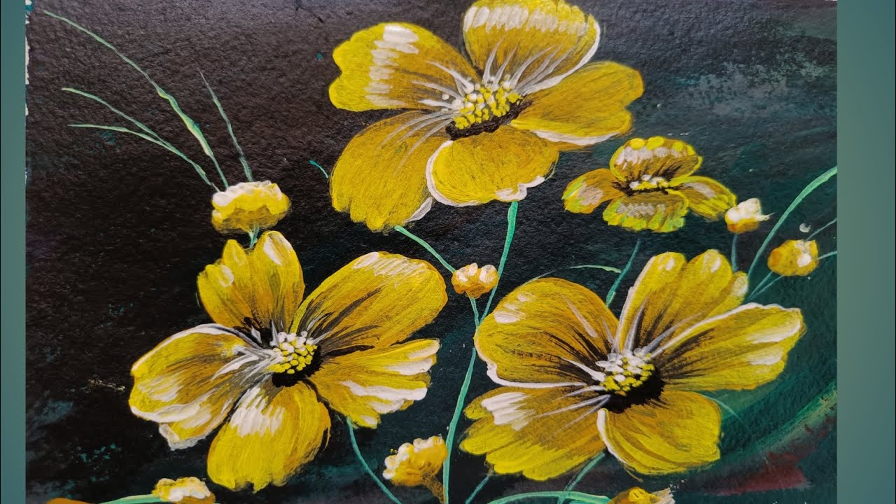 How to paint beautiful yellow flowers /acrylic painting - YouTube