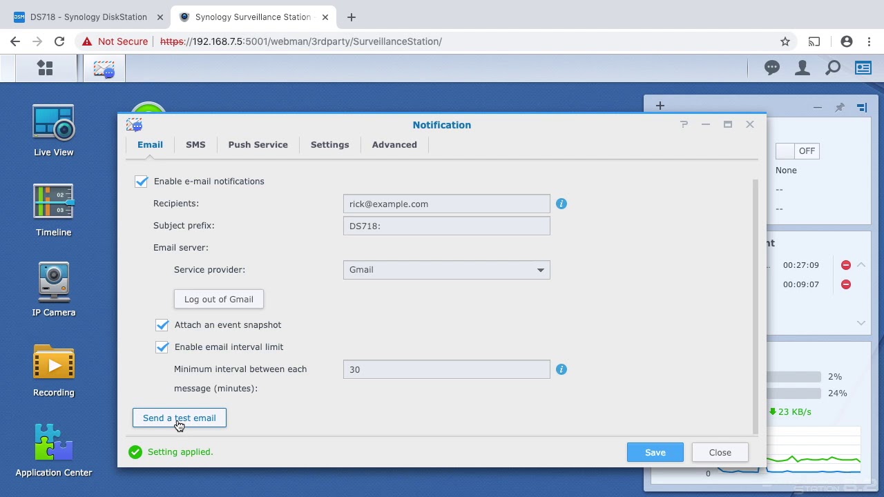 Synology Surveillance Station Setup Up Email Notifications YouTube