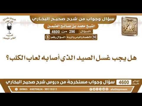 296 4600 هل يجب غسل الصيد الذي أصابه لعاب الكلب ابن عثيمين