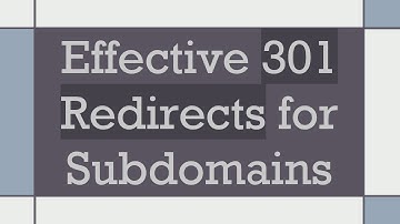 Effective 301 Redirects for Subdomains