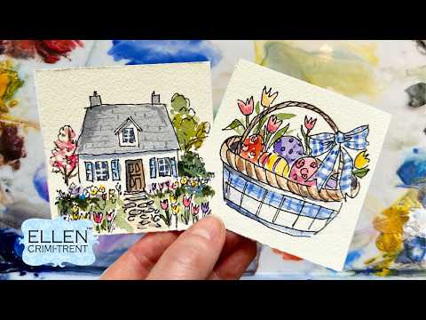 Tiny Tuesday- Ink And Wash Watercolor Mini  Spring Tutorial