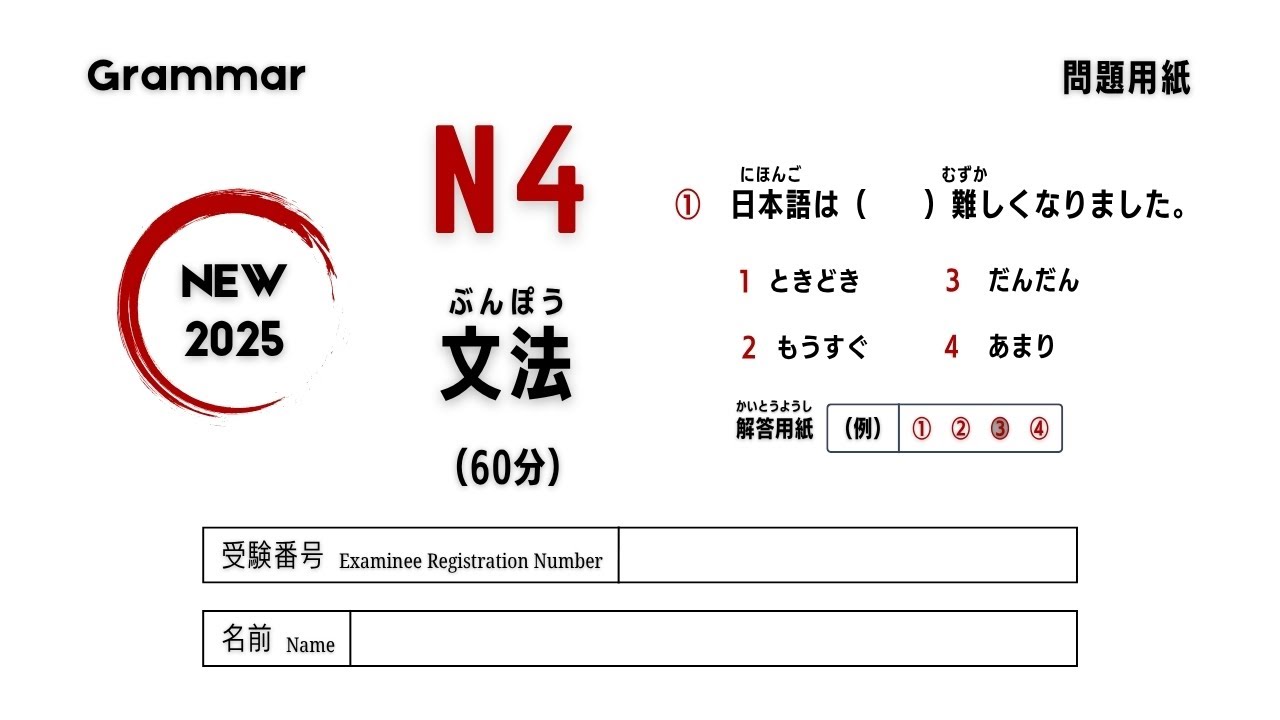 JLPT N4 Grammar Practice Test 2025.