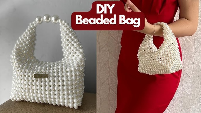 DIY Faux Pearl Beaded Crossbody Bag//How to make a beaded Bag