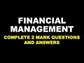 FINANCIAL MANAGEMENT | IMPORTANT 2 MARK QUESTIONS AND ANSWERS | EASY | BCOM | CALICUT
