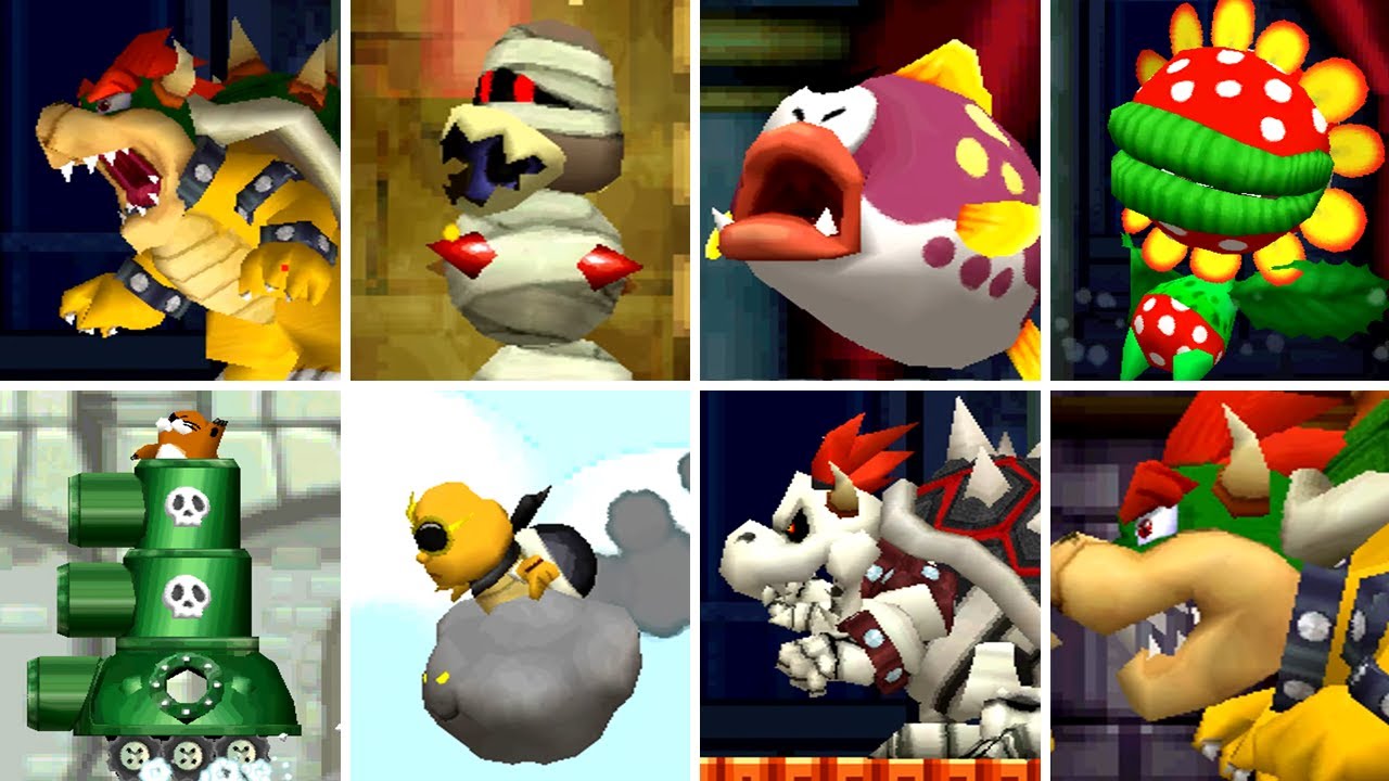 New Super Mario Bros. DS - All Bosses 