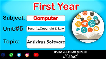 PART-1 Computer Unit 6 Security, Copyright & Law Topic Antivirus Software