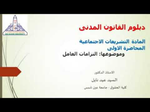 دبلوم القانون المدنى مادة التشريعات الاجتماعية المحاضرة الاولى أد السيد عيد نايل كلية الحقوق