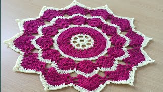 CROCHET THALPOSH - How to Crochet Rumal/Table Top/Mandala/ Sousplat -थालपोश -Crosia design 8