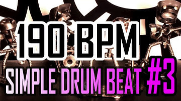 190 BPM - Simple Beat #3 - 4/4 Straight Rock Drum Track - Metronome - Drum beat