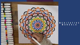 “Tranquil Harmony: Meditative Mandala Coloring for Inner Peace| Serenity through Sacred Geometry”