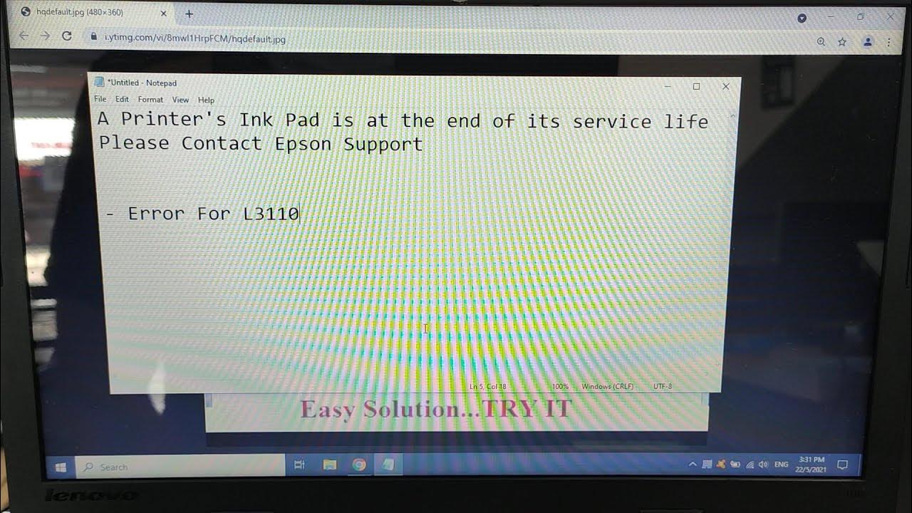 Epson L3110 Printer Resetter Tool & Ink Pad Replacement for Error Ink