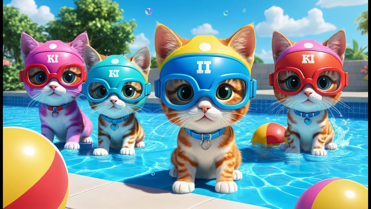 Six Silly Kittens Jumping in the Pool | Hilarious Water Rhyme for Toddlers with Splashy Fun