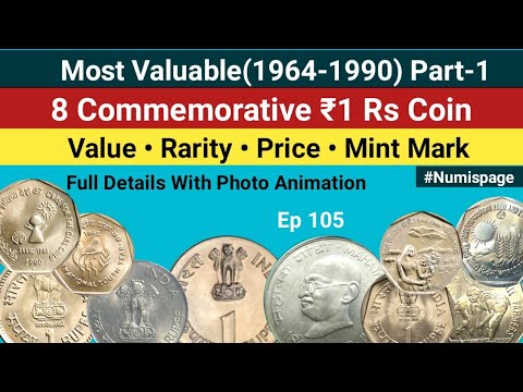 Most Valuable 8 Commemorative 1 Rupee Coin Value hindi | Rarity | Price | Mint Mark | #Numispage105