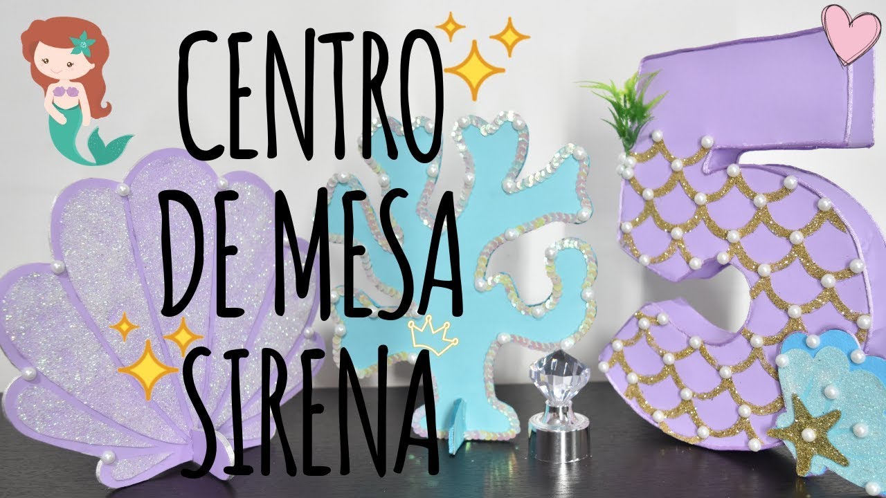 FIGURAS EN 3D CENTRO DE MESA TEMÁTICA SIRENA🧜🏻‍♀️-🤗LikeArt.