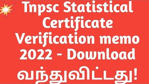 Tnpsc Statistics Certificate Verification memo - Download Full Details - 12/04/2022