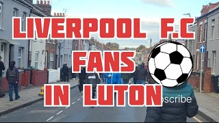 Liverpool F.C Football ⚽️ Fans In Luton Kenilworth Road Football ⚽️ stadium 🏟