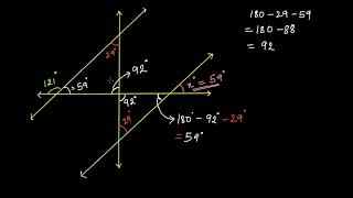 Worked example  Triangle angles intersecting lines Hindi