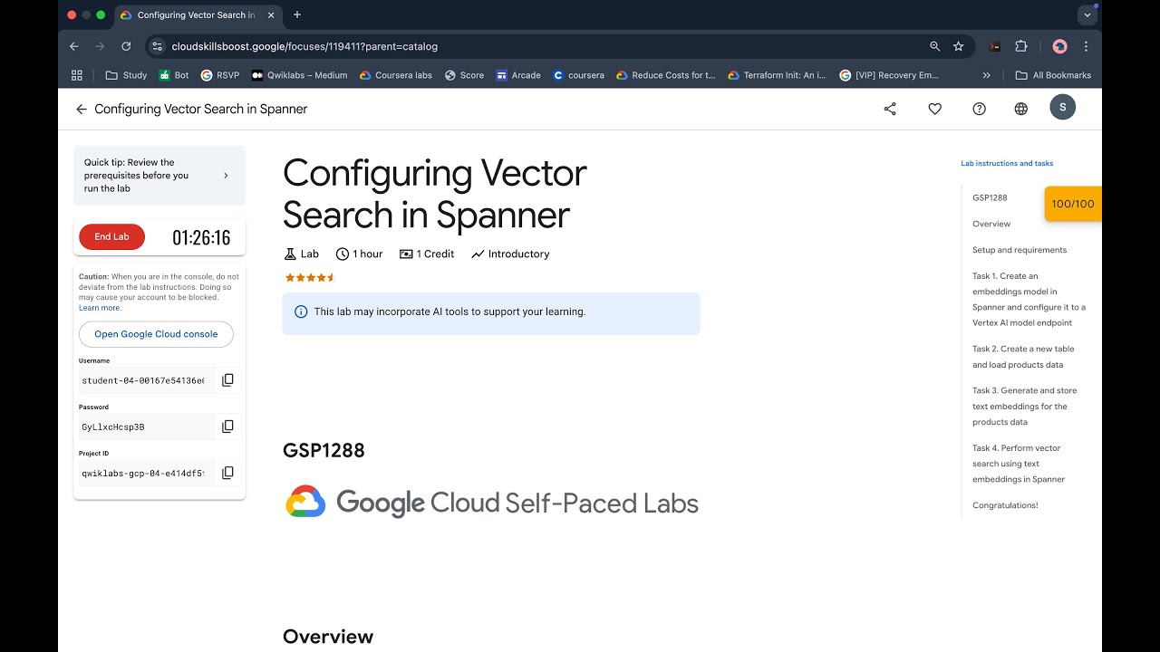 Configuring Vector Search in Spanner | #qwiklabs | #GSP1188 | [With ...