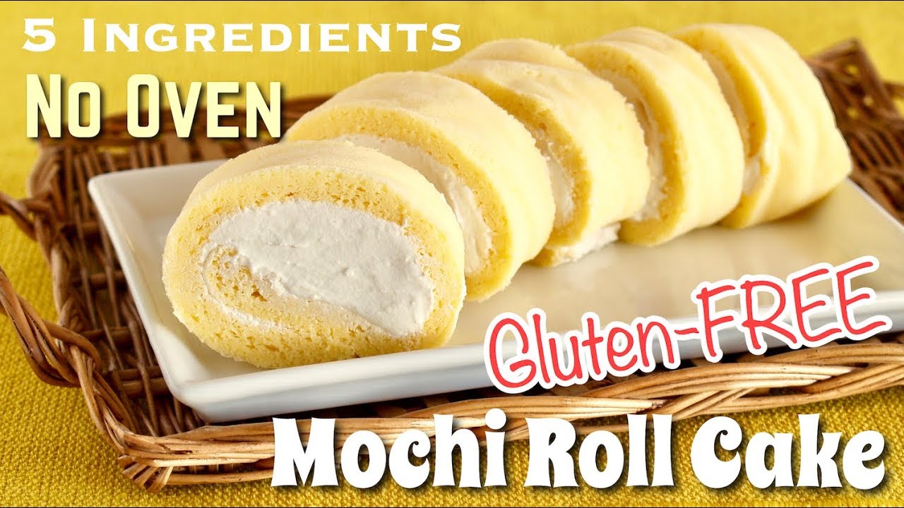 How to Make Mochi Roll Cake (NO OVEN / Dairy-FREE/ Gluten-FREE / 5 Ingredients Recipe) | OCHIKERON | ochikeron