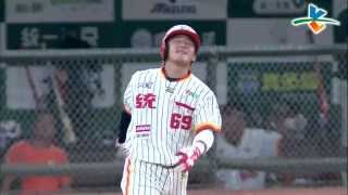 20130908 CPBL 犀牛vs獅 3下 林志祥紮實打擊 被李家駒快腿後退接殺