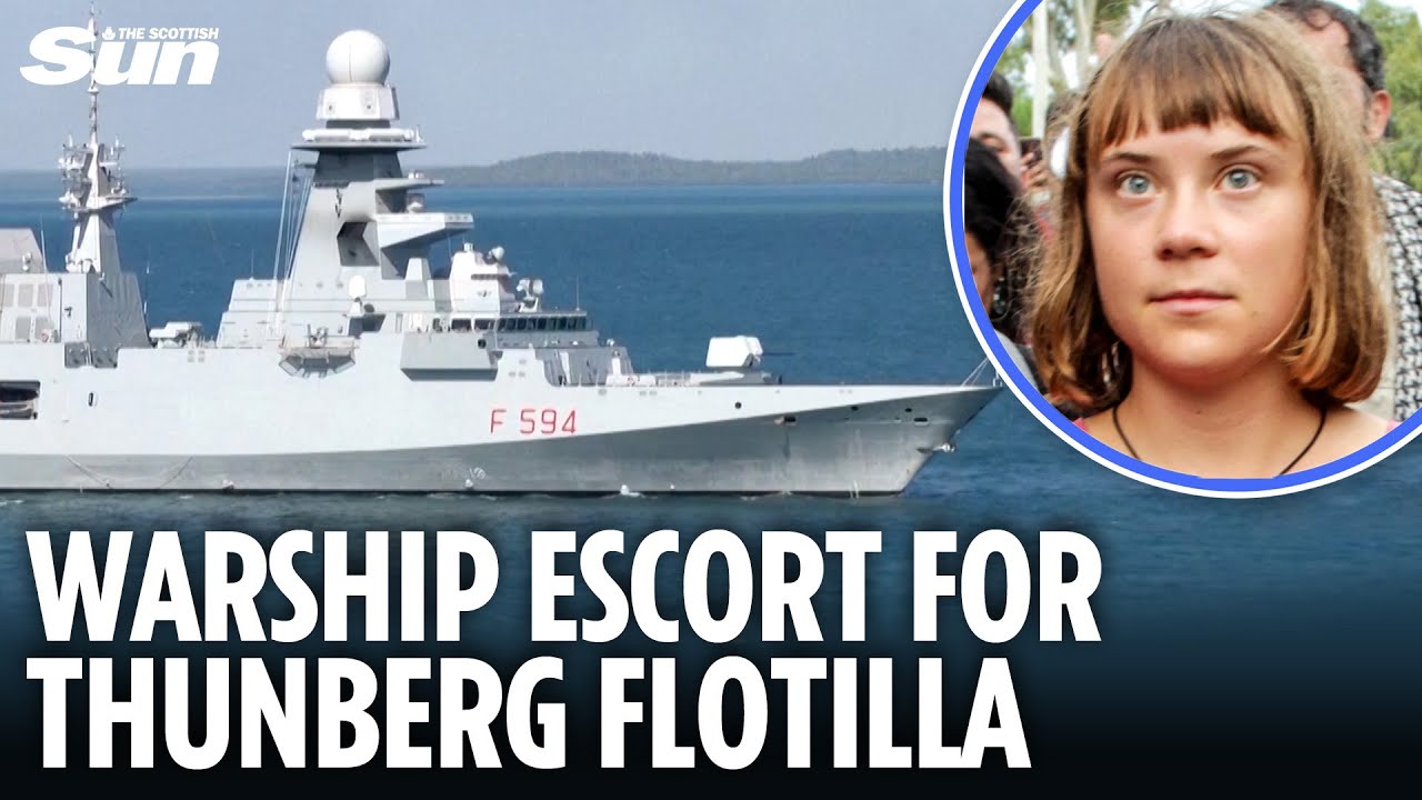 Tensions rise as Spanish & Italian warships escort Greta Thunberg flotilla after more drone attacks