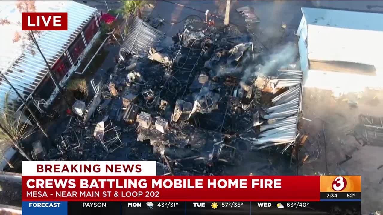 Mobile home fire claims lives of rescue animals in Mesa - YouTube