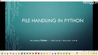 File handling in Python - CBSE Class XII + B.E. AI and ML