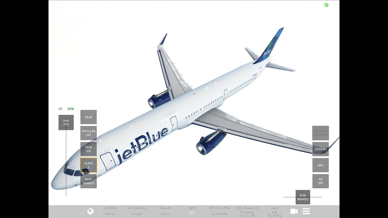 A321 JetBlue airline flight from lax to sfo infinite flight