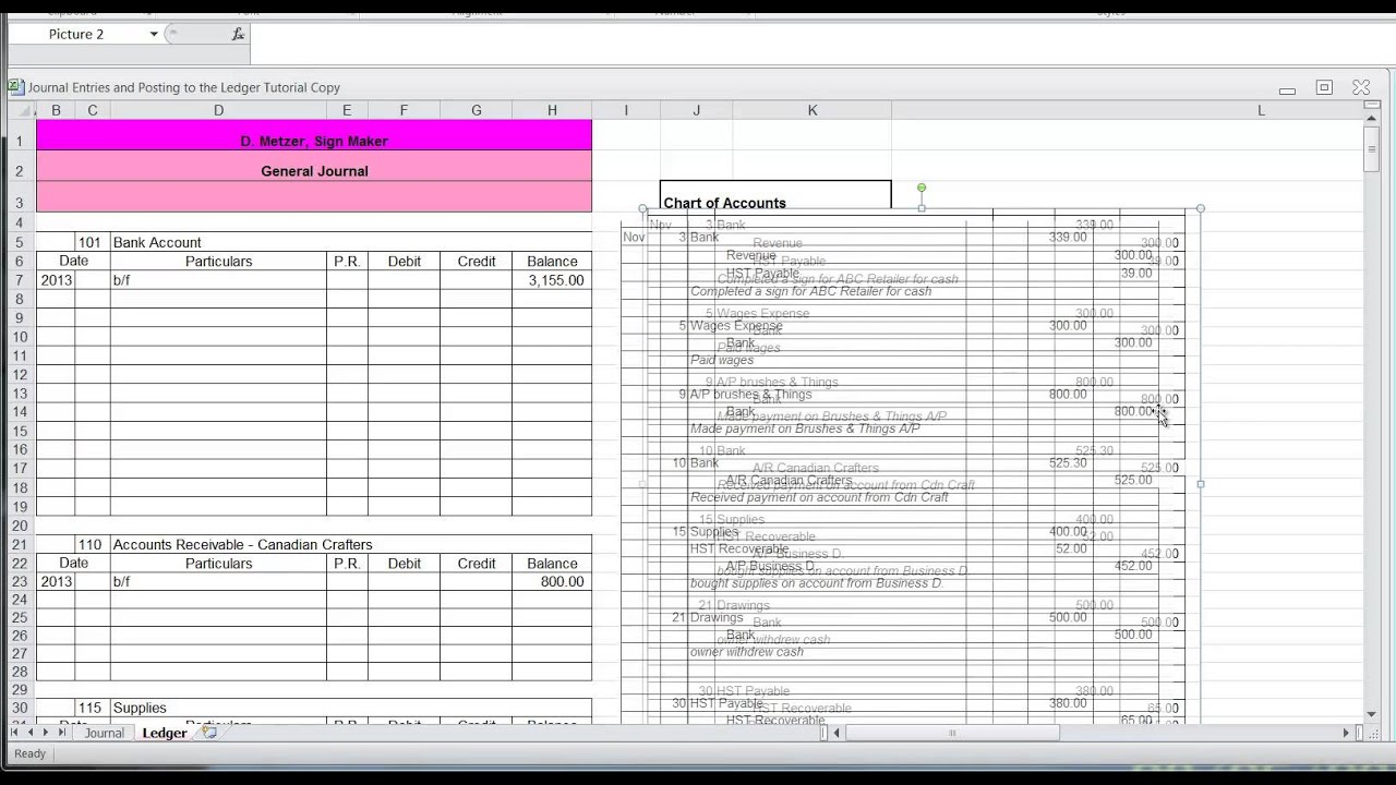 Journal Entries and Posting to the Ledger For Double Entry Journal Template For Word